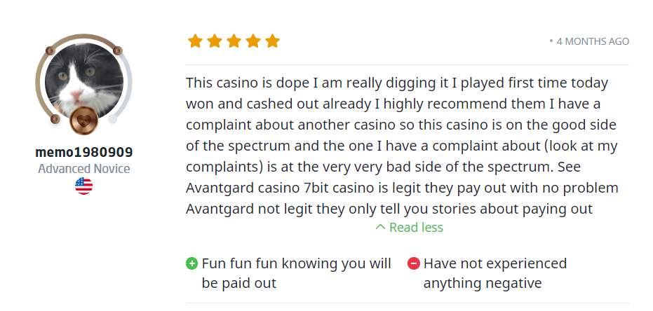 7Bit Customer Review CasinoGuru